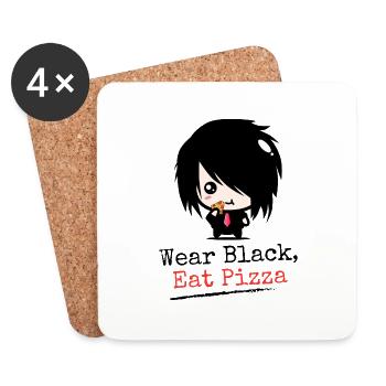 Wear Black Eat Pizza | Boys Emo clothes | Emocoree - Coasters (set of 4) - white - Front