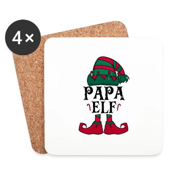 Papa Elf Weihnachten - Untersetzer (4er-Set) - Weiß - Vorne
