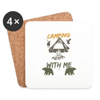 I go camping and you come with family gift - Coasters (set of 4) - white - Front