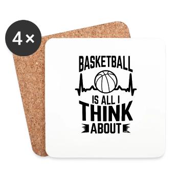 Battement de cœur de basketball - Dessous de verre (lot de 4) - blanc - Devant