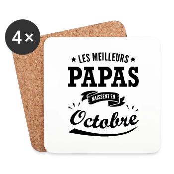 née en octobre / humour anniversaire papa - Dessous de verre (lot de 4) - blanc - Devant