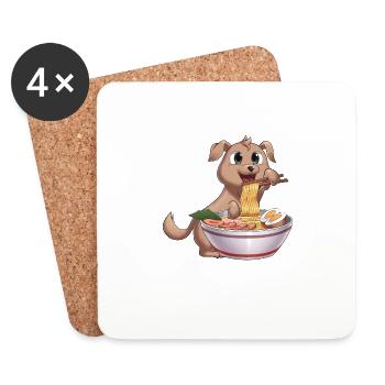 Ramen Dog Japonais Cadeau Kawaii Anime - Dessous de verre (lot de 4) - blanc - Devant