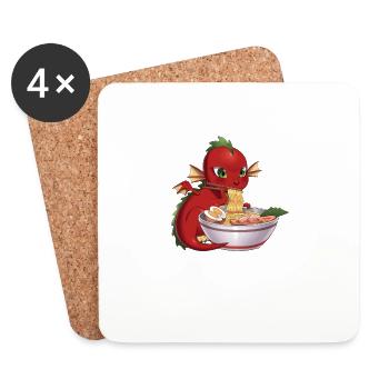 Ramen Dragon Japonais Cadeau Kawaii Anime - Dessous de verre (lot de 4) - blanc - Devant