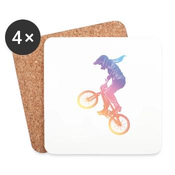 Motocross Femme Silhouette - Dessous de verre (lot de 4) - blanc - Devant