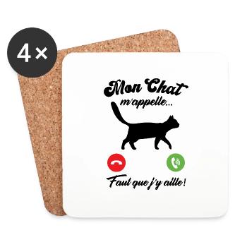 Mon chat m'appelle - Dessous de verre (lot de 4) - blanc - Devant