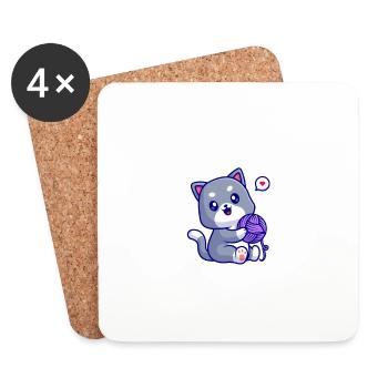 design mignon amoureux des chats - Dessous de verre (lot de 4) - blanc - Devant