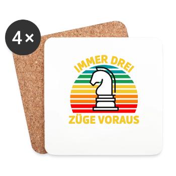 Immer drei Züge voraus Schach T-Shirt. - Untersetzer (4er-Set) - Weiß - Vorne