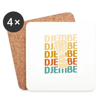 Retro Vintage Classic Djembe Player Instrument - Dessous de verre (lot de 4) - blanc - Devant