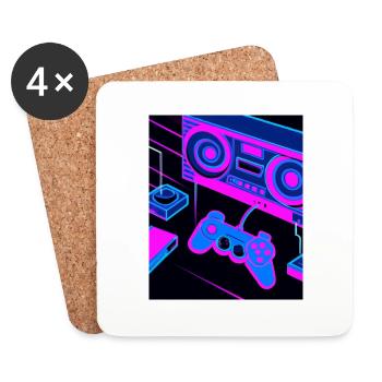 Vaporwave Aesthetic Gaming Console Controller - Coasters (set of 4) - white - Front