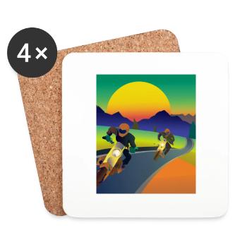 Vaporwave Esthétique Sunset Mountains - Dessous de verre (lot de 4) - blanc - Devant
