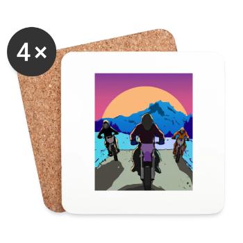 Vaporwave Esthétique Sunset Mountains - Dessous de verre (lot de 4) - blanc - Devant