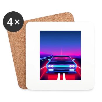 Vaporwave Esthétique Vintage Highway - Dessous de verre (lot de 4) - blanc - Devant