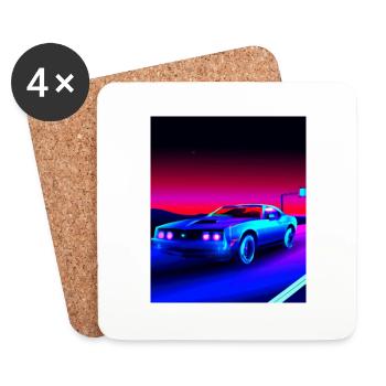 Vaporwave Esthétique Vintage Highway - Dessous de verre (lot de 4) - blanc - Devant