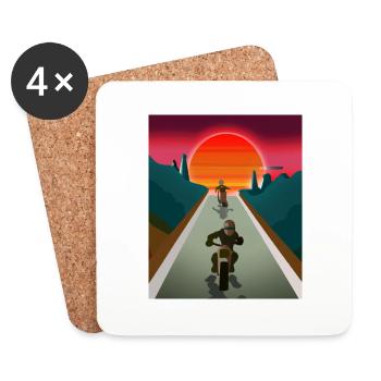 Vaporwave Esthétique Sunset Mountains - Dessous de verre (lot de 4) - blanc - Devant