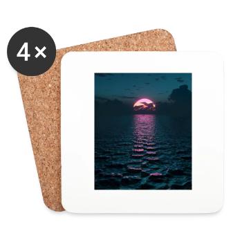 Vaporwave Esthétique Sunset Sea - Dessous de verre (lot de 4) - blanc - Devant