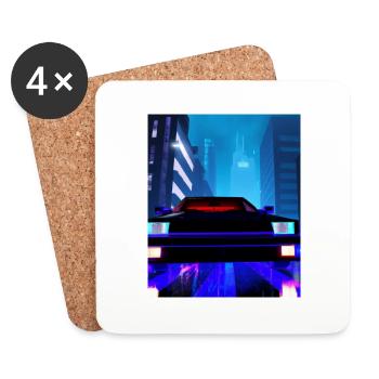 Vaporwave Aesthetic Auto Night Skyscraper - Coasters (set of 4) - white - Front