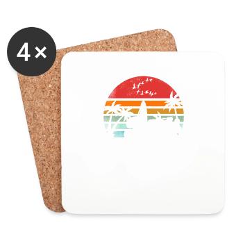 Drinks Well With Others Funny Retro Vintage Beach - Coasters (set of 4) - white - Front