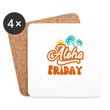 Aloha Friday Ich liebe Freitage Freitag Wochenende - Untersetzer (4er-Set) - Weiß - Vorne