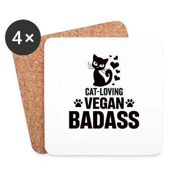 Vegan Shirt Cats Vegan Vegan Cadeaux Chat - Dessous de verre (lot de 4) - blanc - Devant