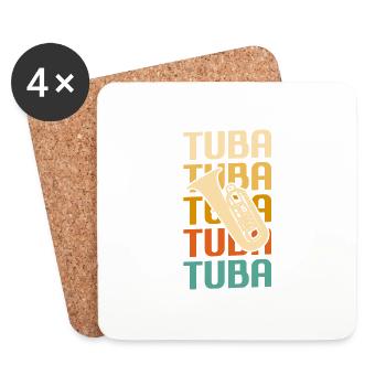 Retro Vintage Classic Tuba Player Instrument - Coasters (set of 4) - white - Front