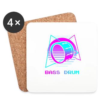 Retro Vintage Classic Bass Drum Instrument Drummer - Coasters (set of 4) - white - Front