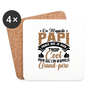 On M'appelle Papi Parce Que Je Suis Trop Cool - Dessous de verre (lot de 4) - blanc - Devant