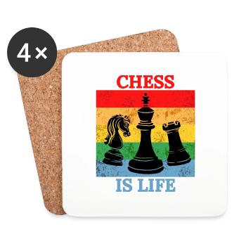 Farbiges Schach ist Leben T-Shirt - Untersetzer (4er-Set) - Weiß - Vorne