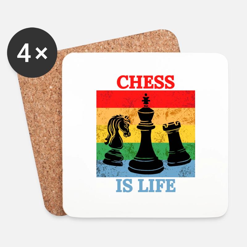 Farbiges Schach ist Leben T-Shirt - Untersetzer (4er-Set) - Weiß