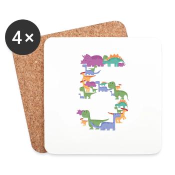 Birthday design for 5 year old children with - Coasters (set of 4) - white - Front