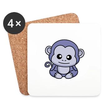 Monkey Comic Animal - Coasters (set of 4) - white - Front