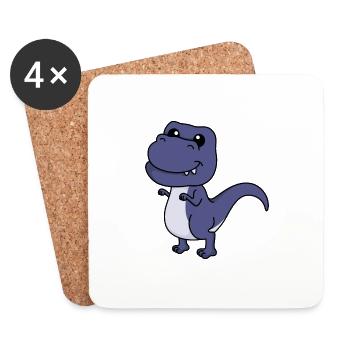 Dinosaure T-Rex Comic - Dessous de verre (lot de 4) - blanc - Devant