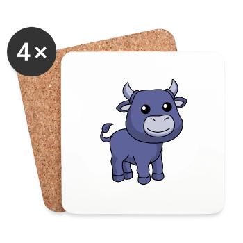 Stier Comic Tier - Untersetzer (4er-Set) - Weiß - Vorne