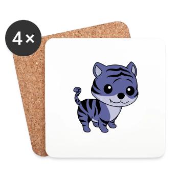 Tigre Bande Dessinée Animal - Dessous de verre (lot de 4) - blanc - Devant