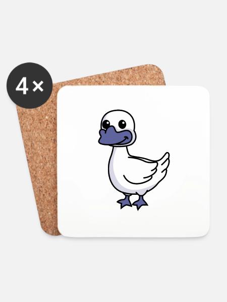Gans Comic Tier - Untersetzer (4er-Set) - Weiß