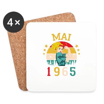 Mai 1965 Vintage Happy Birthday Anniversary - Untersetzer (4er-Set) - Weiß - Vorne