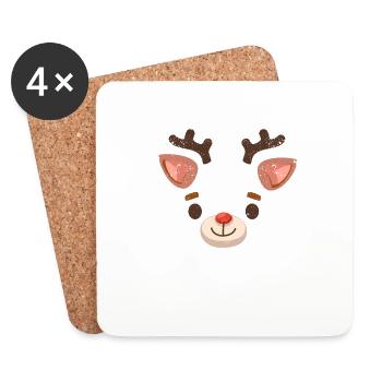 Rentier Weihnachtspyjama Hirschgeweih Xmas PJs - Untersetzer (4er-Set) - Weiß - Vorne