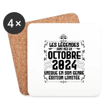 Les Légendes Sont Nés En Octobre 2024 - Dessous de verre (lot de 4) - blanc - Devant