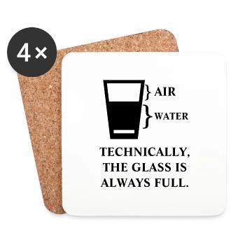 Technisch ist das Glas immer voll lustig - Untersetzer (4er-Set) - Weiß - Vorne