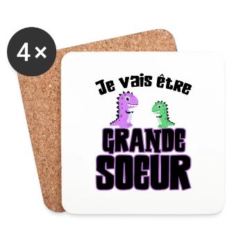 Enfant je vais être grande soeur annonce grossesse - Dessous de verre (lot de 4) - blanc - Devant
