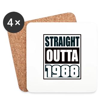 Straight Outta 1988 Anniversaire 1988 Naissance 1988 - Dessous de verre (lot de 4) - blanc - Devant