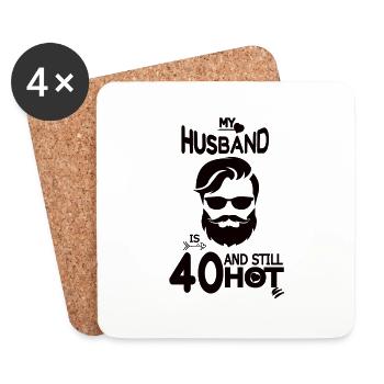 Husband Papa 40 years old legend shirt beard - Coasters (set of 4) - white - Front