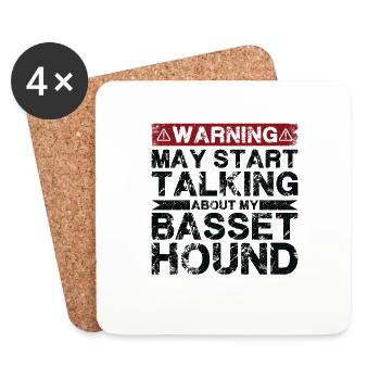 Über Basset Hound Sprechen - Untersetzer (4er-Set) - Weiß - Vorne