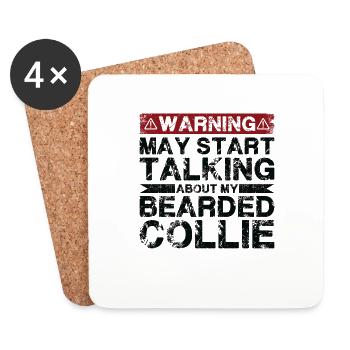 Speaking of Bearded Collie - Coasters (set of 4) - white - Front