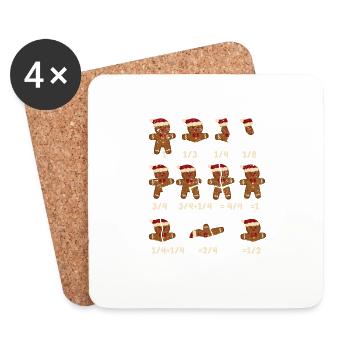 Weihnachten Math Lehrer Bruch Lebkuchen Cookie - Untersetzer (4er-Set) - Weiß - Vorne