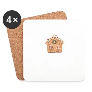 Noël bonhomme en pain d'épice maison drôle Noël - Dessous de verre (lot de 4) - blanc - Devant