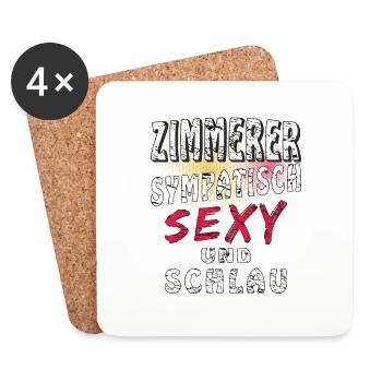 ZIMMERER SYMPATISCH SEXY UND SCHLAU - Untersetzer (4er-Set) - Weiß - Vorne