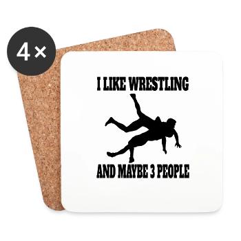 Wrestling Funny Gift Wrestling Spell Wrestling - Coasters (set of 4) - white - Front