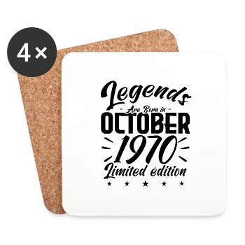 Legends Are Born in October 1970 anniversary - Dessous de verre (lot de 4) - blanc - Devant