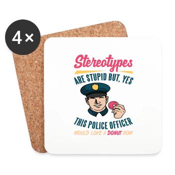 This Police Officer Would Love A Donut Now Present - Untersetzer (4er-Set) - Weiß - Vorne