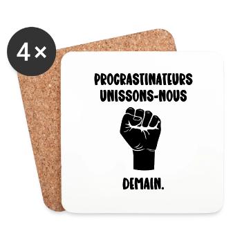 procrastinateurs unissons nous - Dessous de verre (lot de 4) - blanc - Devant